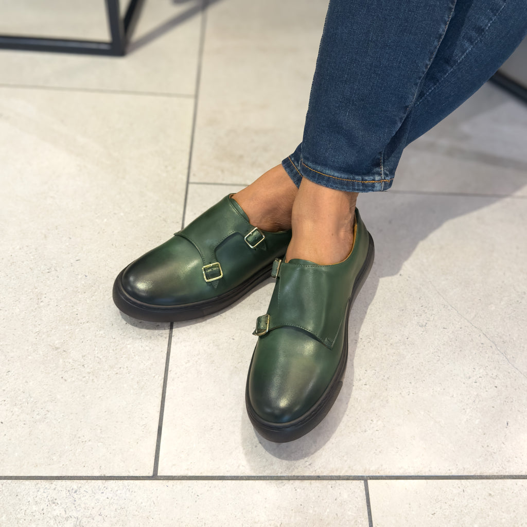Women's Tosca Olive Green Monk Strap Sneakers