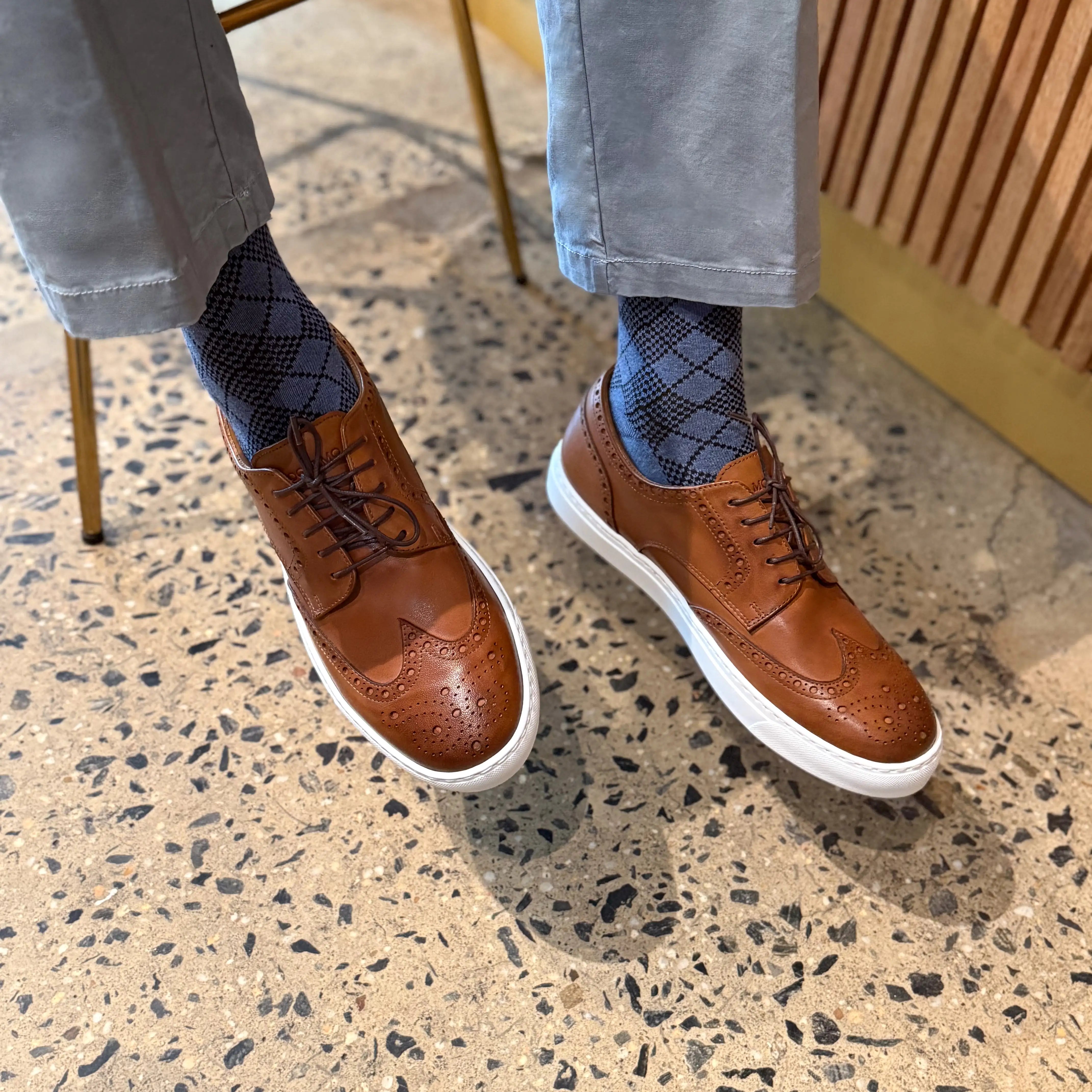 Men's Don Giovanni Wingtips - Cognac w/ White Sole 11 Men's Don Giovanni Wingtips - Cognac w/ White Sole 11