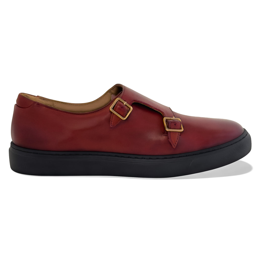 Women's bordo' double monk strap leather dress sneaker