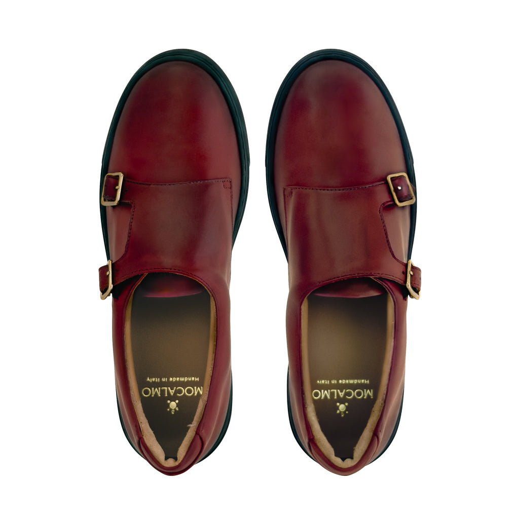 Women's bordo' double monk strap leather dress sneaker