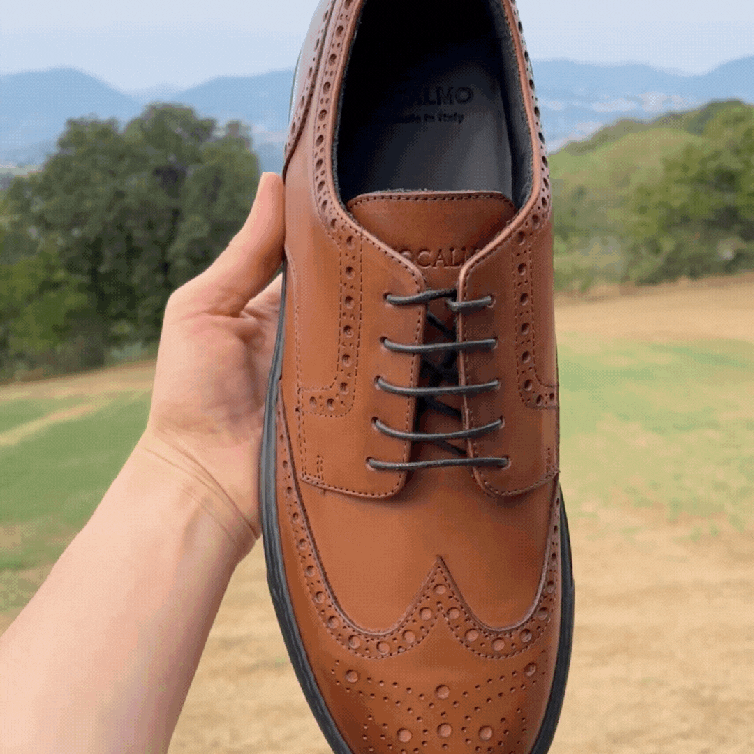 Men's Wingtip Cognac Dress Sneaker | MOCALMO Men's Wingtip Cognac Dress Sneaker | MOCALMO