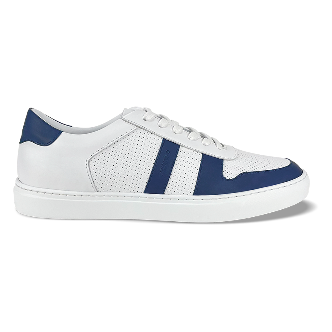 Otello Blue I Men's Italian Luxury Leather Sneakers by Mocalmo 10.5 / White